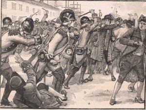 Affray at Boston Between the Soldiers and the Rope Makers AD 1770